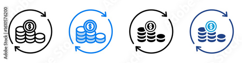 Currency icon set multiple style collection