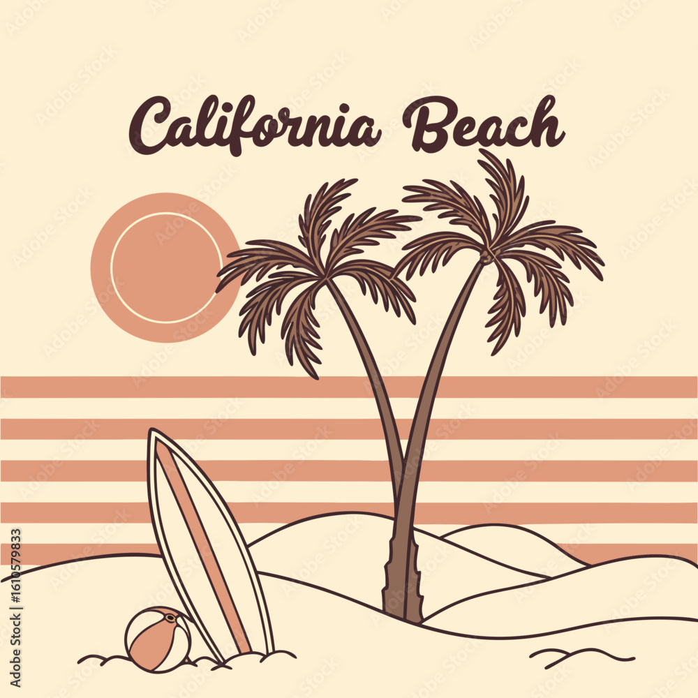 Naklejka premium vector illustration of a tropical beach