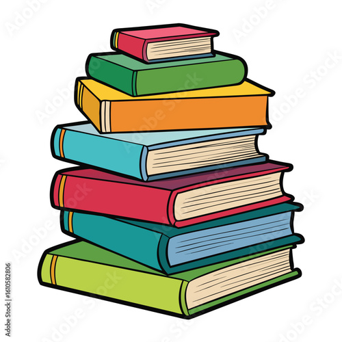 Stack of Books Colored Hand Drawn Illustration