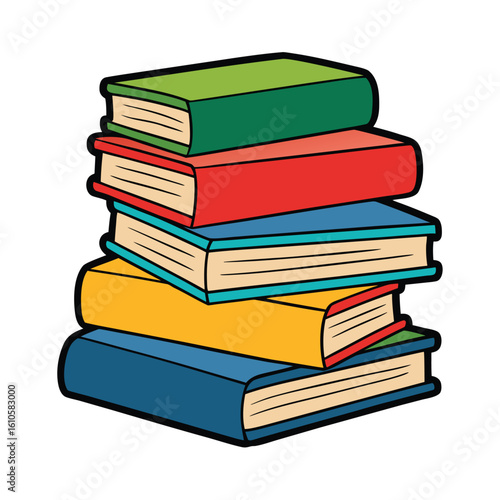 Stack of Books Colored Hand Drawn Illustration