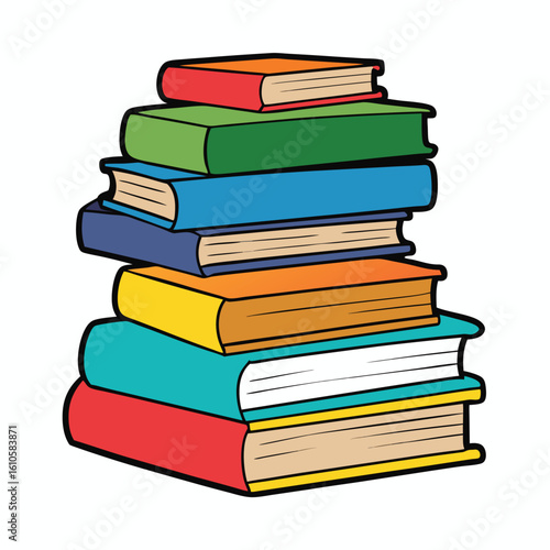 Stack of Books Colored Hand Drawn Illustration