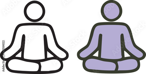 Two Figures Meditating in Lotus Pose.