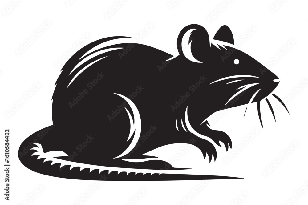 Fototapeta premium Rat Silhouette logo. Black and White mouse rodent.