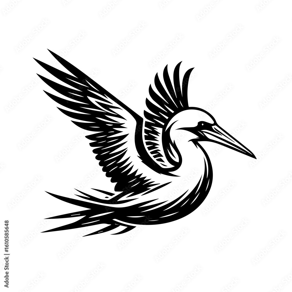 Fototapeta premium A stylized illustration of a seabird in flight