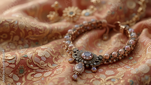 Oriental fashion jewelry and inwrought fabric