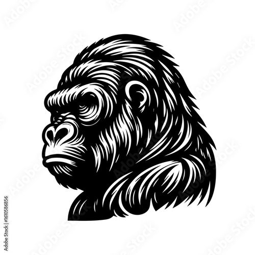 Wallpaper Mural A powerful gorilla head illustration in black and white Torontodigital.ca