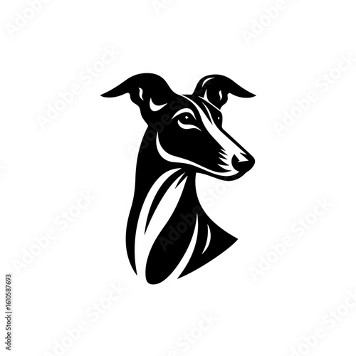 Elegant greyhound dog head silhouette