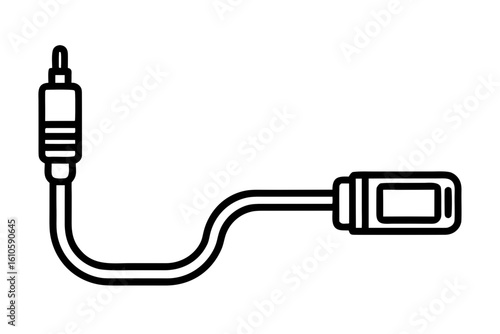 Audio jack vector silhouette illustration isolated on white background