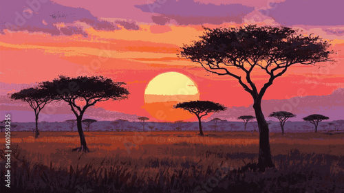Ember Horizon The most beautiful sunset isolated watercolor vector illustration svg
