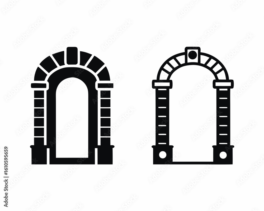 Fototapeta premium Archway icon vector silhouette illustration isolated on white background