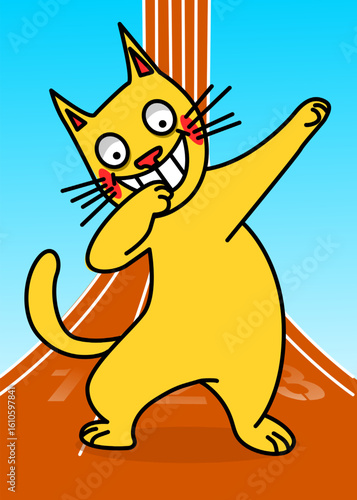 Illustration of a cat on a running track