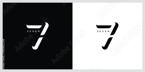 Number Seven Logo Design Template, vector illustration