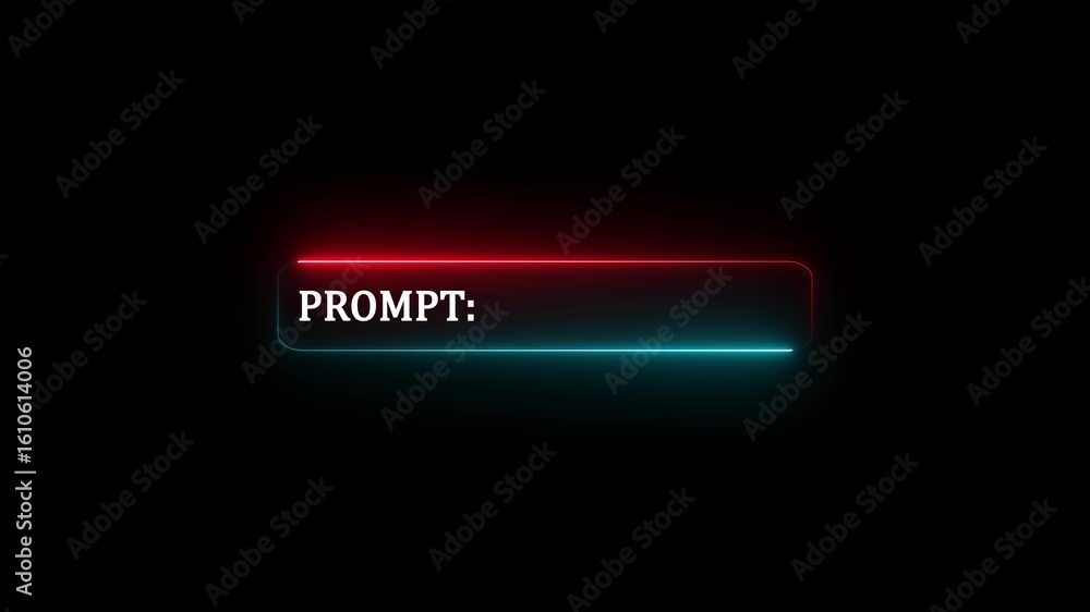 Neon Prompt Box With Text Input Field Futuristic Interface Glowing Cyan Red Border Dark Background Neon Prompt Box With Text Input Field Futuristic Interface Glowing Cyan Red Border Dark Background