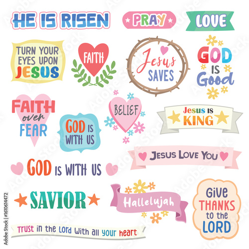 Bible Verse Sticker Set Cute Inspirational Faith Quotes for kids Sunday School Christian  and Catholic