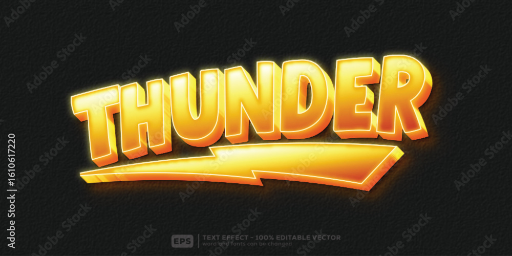 Thunder 3D Cartoon Editable Text Effect | Premium Font Template