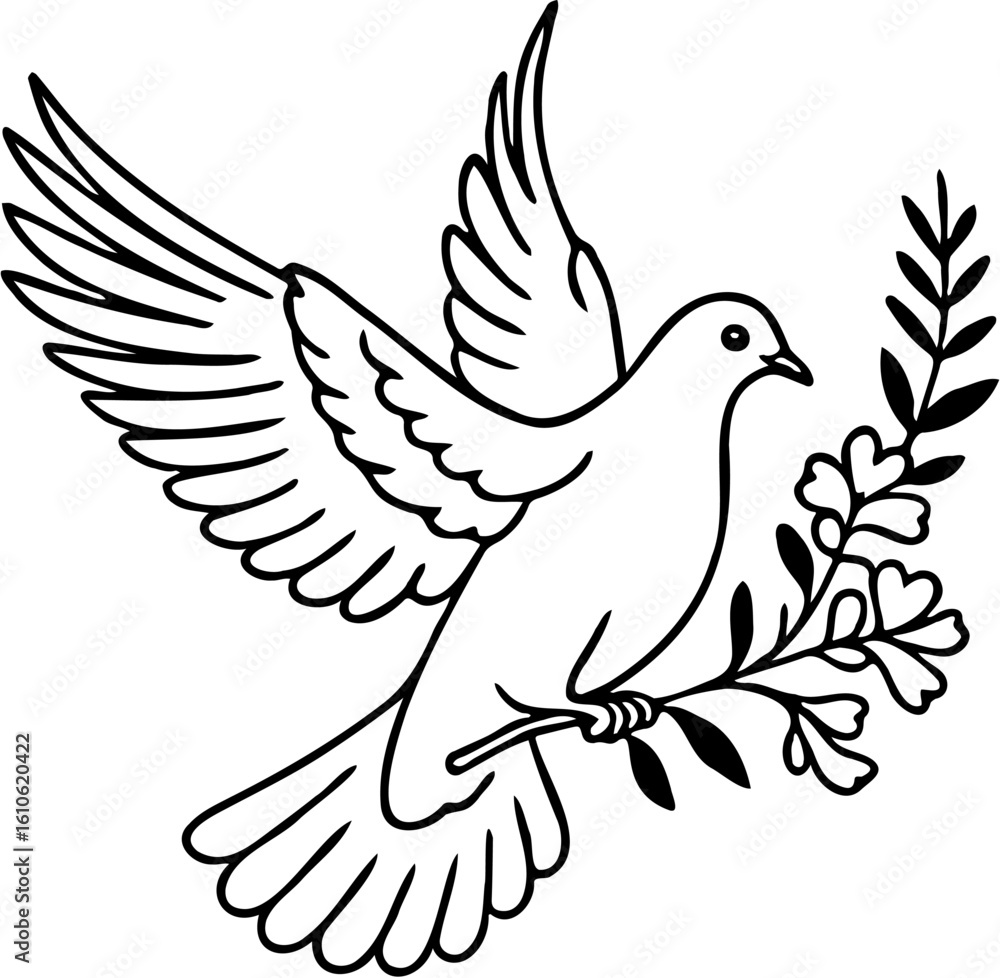 Obraz premium vector illustration of a dove, isolated on white