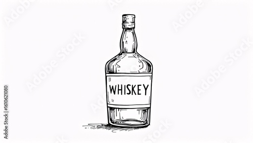 Hand Drawn Whiskey Bottle Illustration