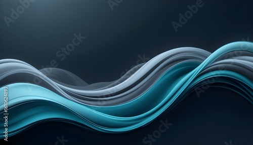 Smooth Swirl Waves Background in Teal, Gray, and Dark Tones
