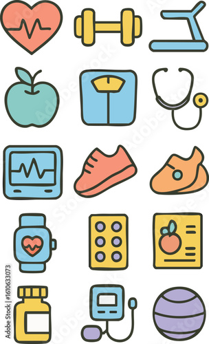 Healthy Lifestyle Icons Set 2.