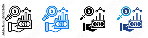 Analysis icon set multiple style collection