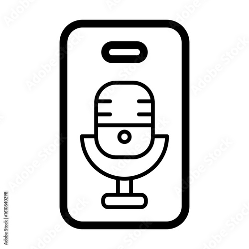 listening podcast on handphone lineart