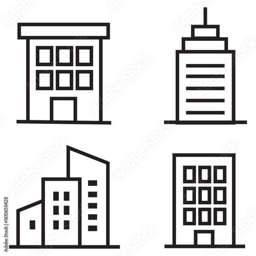 Real estate Properties line editable icon set vector. 