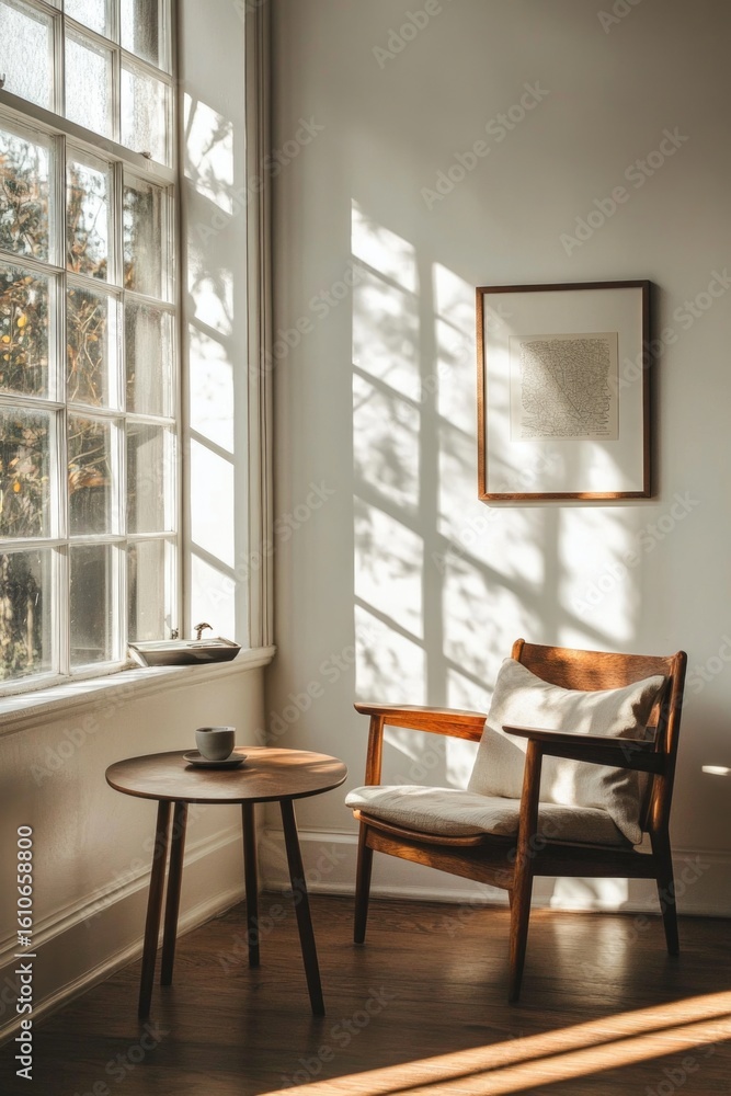Fototapeta premium Cozy reading nook with natural light