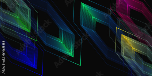 Black background simple concept color design hexagon design good class page guilloche high