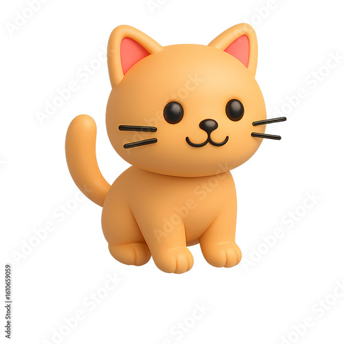 3d brơn cat on white background. Realistic 3d high quality isolated render	
