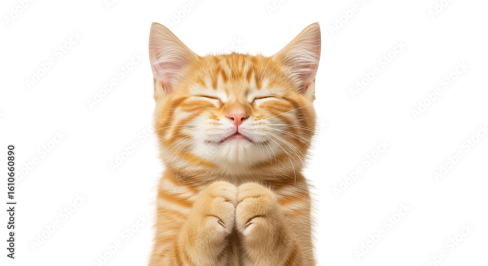 Obraz premium Adorable Ginger Kitten Praying