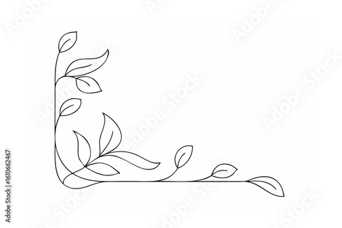 Elegant floral corner accent with leaves decorative