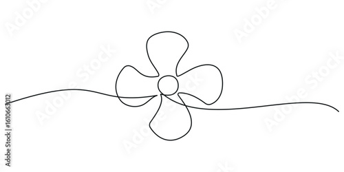 Electric fan continuous one line drawing. Single line draw of fan. Continuous one line draw design graphic vector illustration.
