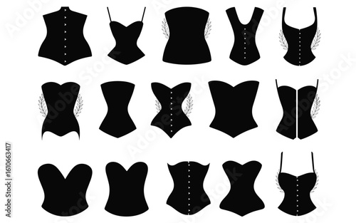 Corset & Bustier Silhouette Set – Vintage to Modern Styles for Fashion, Costume & Design Projects
