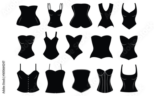 Corset & Bustier Silhouette Set – Vintage to Modern Styles for Fashion, Costume & Design Projects