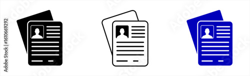 Resume and curriculum vitae vector icon set for job application and personal data concept.