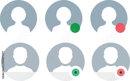 profile default avatar icon with active status. user account dp symbol with online offline status for social media app, website. and vector illustration 