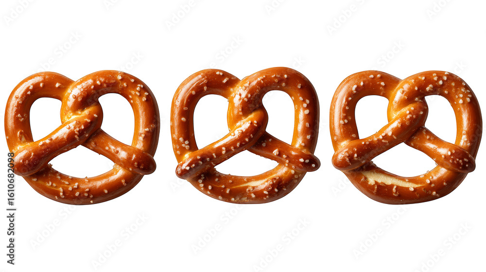 Delicious goldenbrown pretzels, a trio of tasty treats on display. Delicious goldenbrown pretzels, a trio of tasty treats on display.