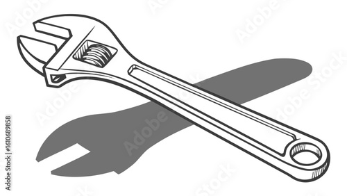 Adjustable wrench tool vector illustration for diy projects home repair plumbing and automotive maintenance work