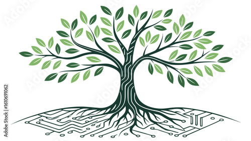 Digital tree of knowledge technology circuit board concept for growth and innovation vector design