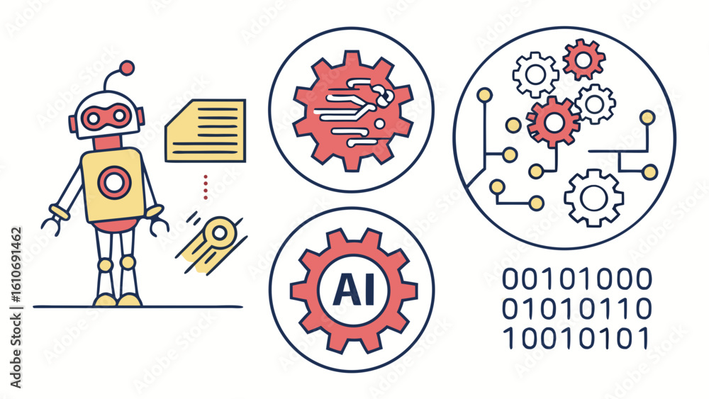 Fototapeta premium Ai artificial intelligence robot machine learning automation technology future innovation concept vector