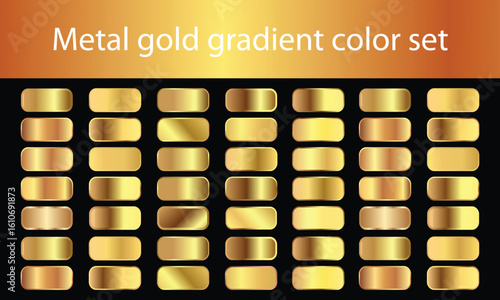 Golden gradients set. Metallic gold gradients. Elegant gold gradients collection.