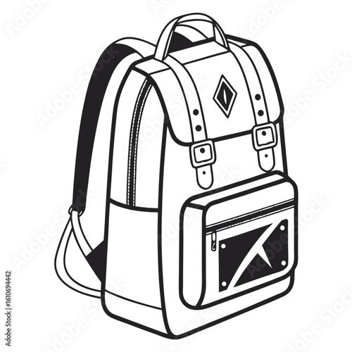 a black and white backpack