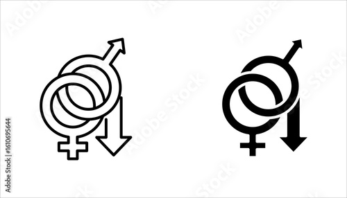 Decreased libido icon set, low sex drive symbol	

