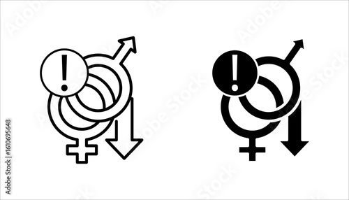 Decreased libido line icon, low sex drive vector illustration, pictogram isolated on white background. color editable