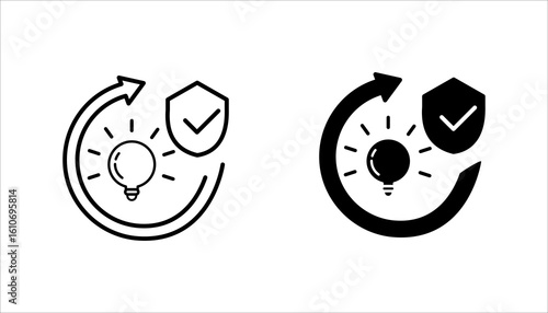 Implementation or idea execution line icon set.	