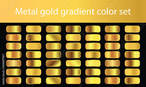 Golden gradients set. Metallic gold gradients. Elegant gold gradients collection.
