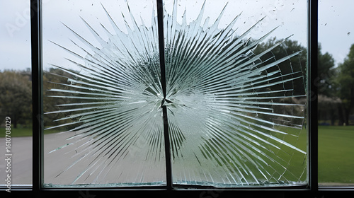 a broken glass window