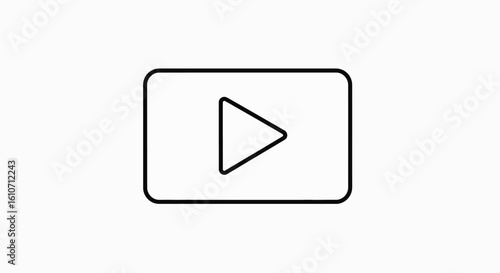 Simple black outline play button graphic for video or audio.