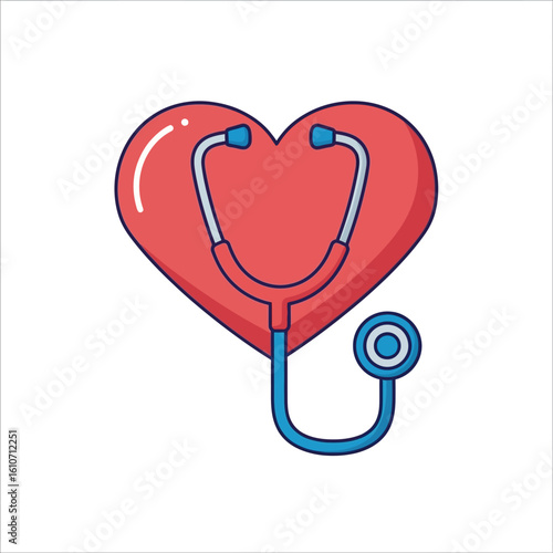 A stylized heart-shaped graphic with a stethoscope, representing cardiovascular health.