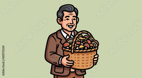 illustration of a man in a shirt with a flower